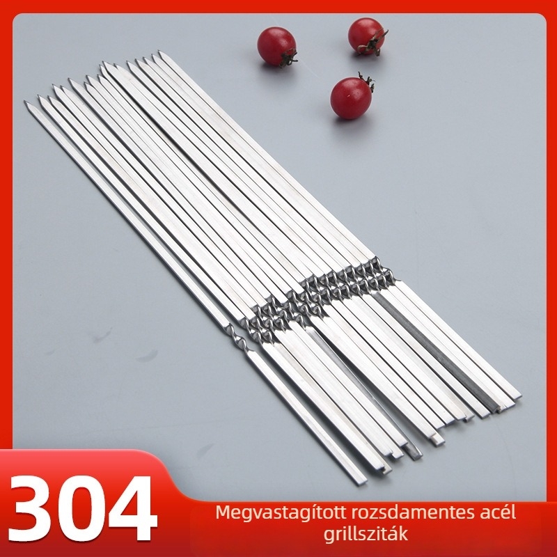 304 élelmiszer-minőségű vastag grillnyársak rozsdamentes acélból, bárányhoz
