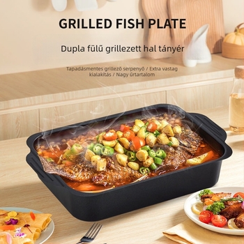 Derékszögű halsütő serpenyő indukciós főzőkhöz – szénacél, kültéri grill tálca, kereskedelmi minőség