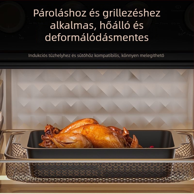 Derékszögű halsütő serpenyő indukciós főzőkhöz – szénacél, kültéri grill tálca, kereskedelmi minőség