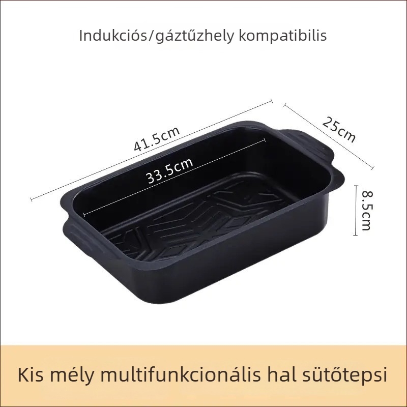 Derékszögű halsütő serpenyő indukciós főzőkhöz – szénacél, kültéri grill tálca, kereskedelmi minőség