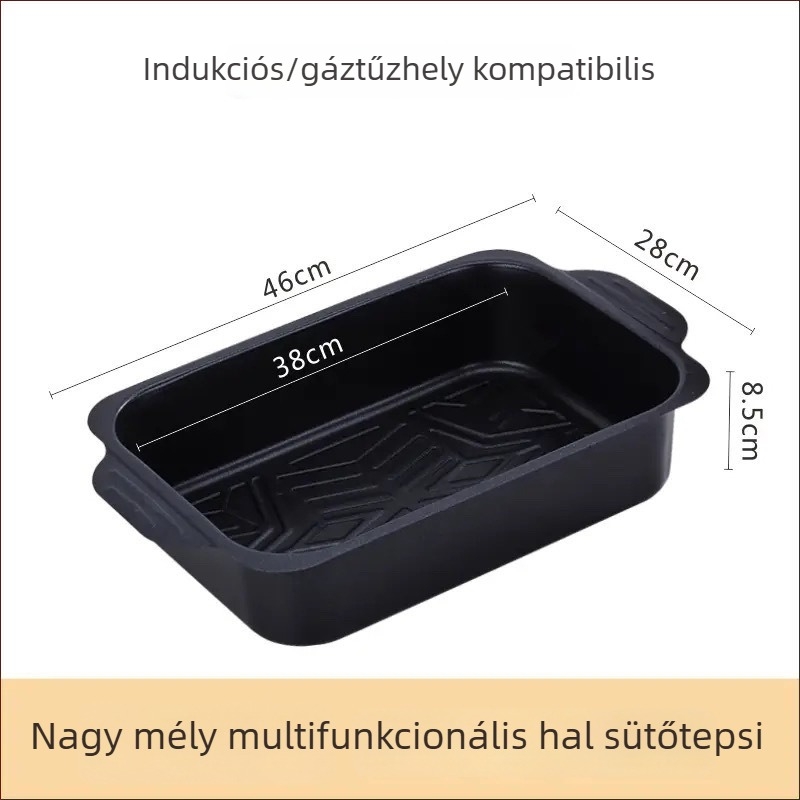 Derékszögű halsütő serpenyő indukciós főzőkhöz – szénacél, kültéri grill tálca, kereskedelmi minőség