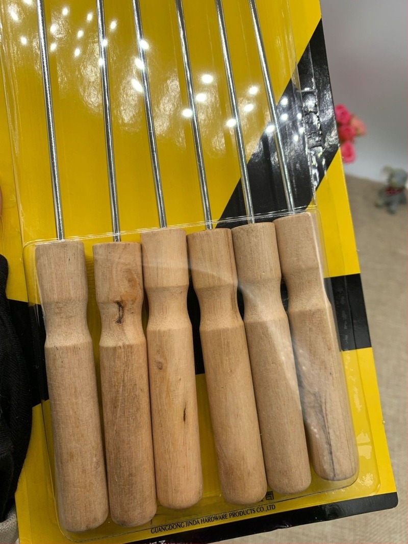 Bezhuo 92800 Szilárd grillvilla, fa nyéllel, hőálló, U-formájú