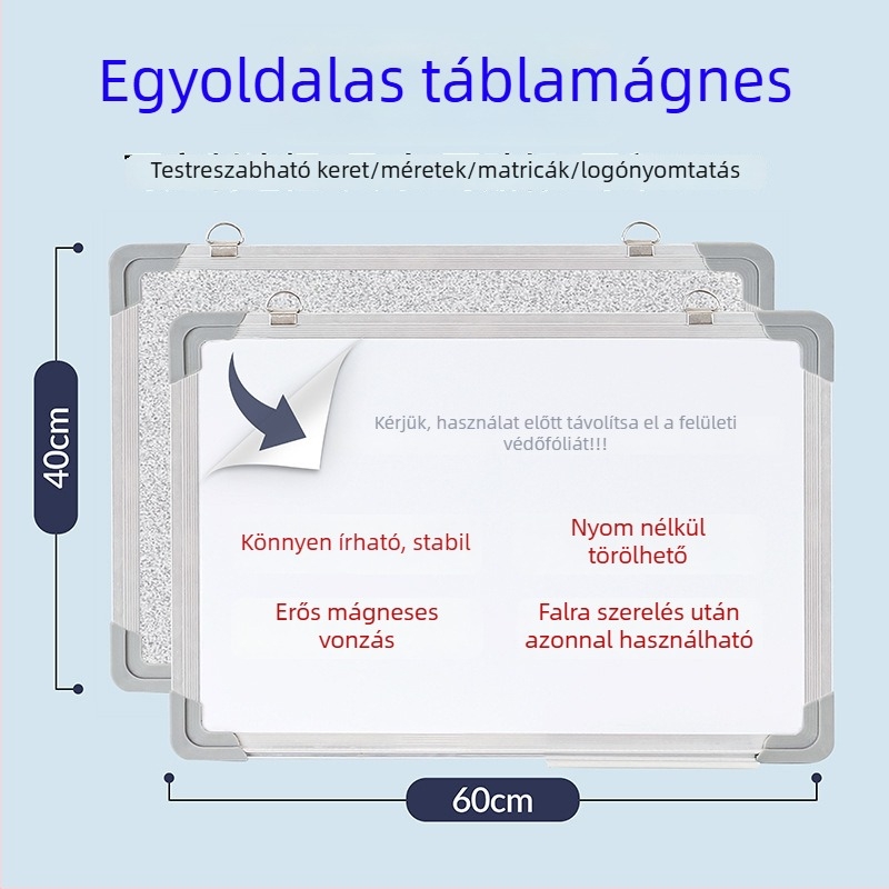 Mágneses fehér tábla, testreszabható otthoni oktatáshoz, felakasztható, írható és törölhető, gyerekeknek és irodának