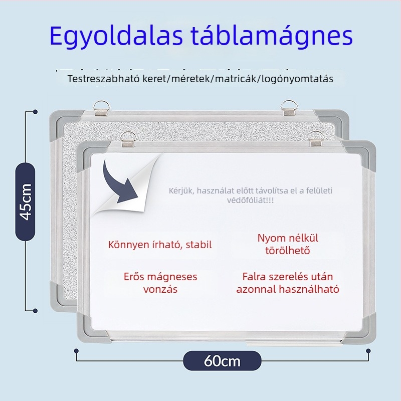 Mágneses fehér tábla, testreszabható otthoni oktatáshoz, felakasztható, írható és törölhető, gyerekeknek és irodának