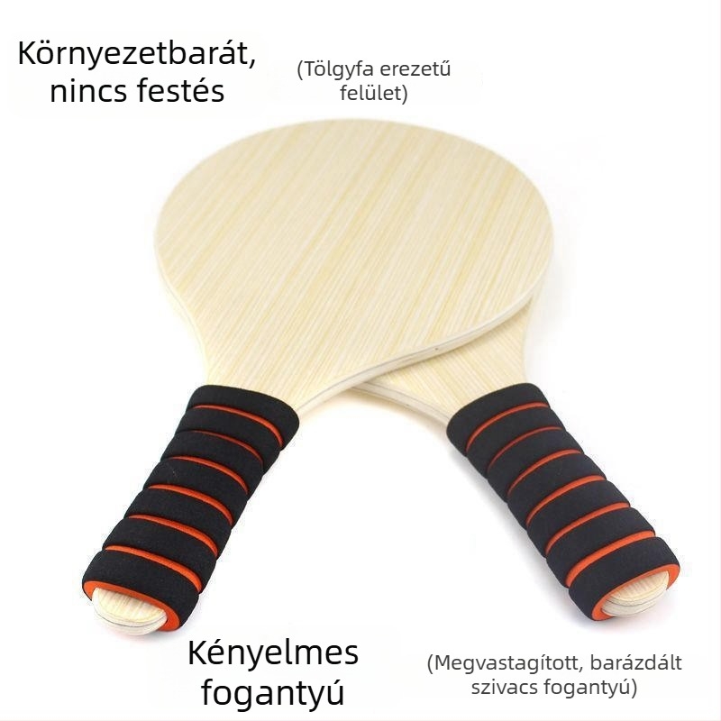 Szilárdfa badmintonütő beltéri és kültéri használatra, tölgyfa keret, gyerekeknek és felnőtteknek, három tollú tollaslabdával