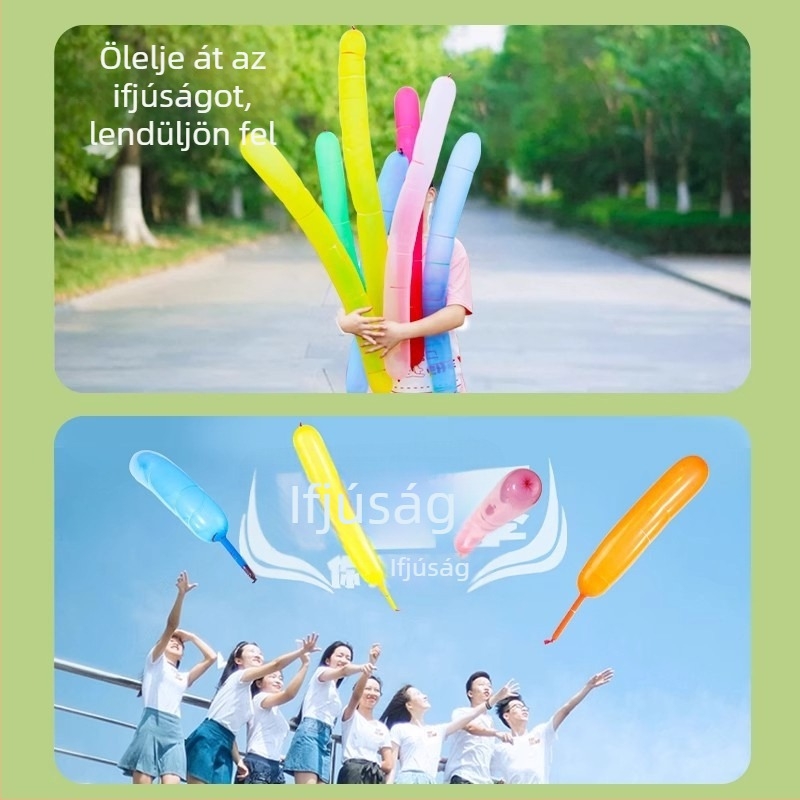 12 hüvelykes latex játék-ballon, űrlény alakú, amely sikít repülés közben