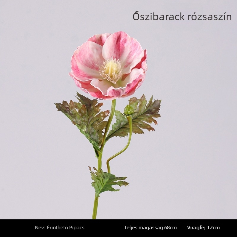 Kétfejű mák művirág olajfestmény-stílusú otthoni dekorációhoz, virágdíszítéshez és esküvőkhöz