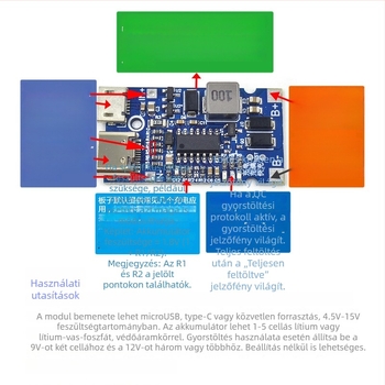 12,6V-os lítium akkumulátorhoz automatikus boost/buck töltő modul, 8,4V LiFePO4 1–5S gyors töltéshez