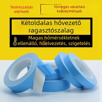 Termikus vezető kettős oldalú ragasztószalag üvegszálas alumínium alappal, kék filmmel és fehér ragasztóval LED-szalagokhoz és nyomtatott áramkörökhöz