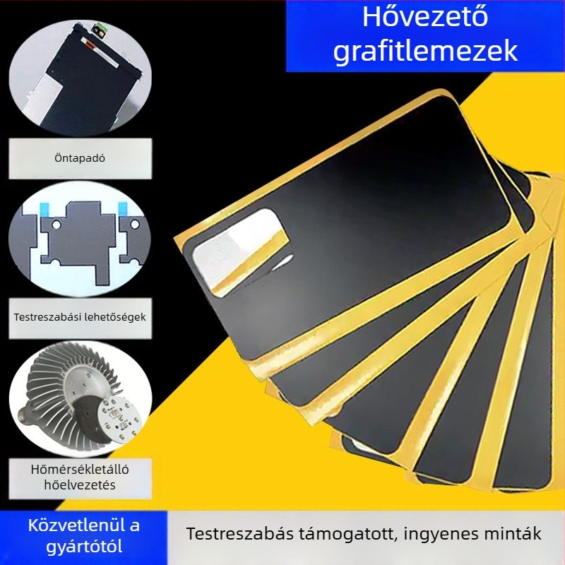 Grafén hűtőfilm CPU-hoz és alaplaphoz, szigetelő lemez, mesterséges grafit hővezető termikus párna a mobiltelefonok akkumulátoraihoz