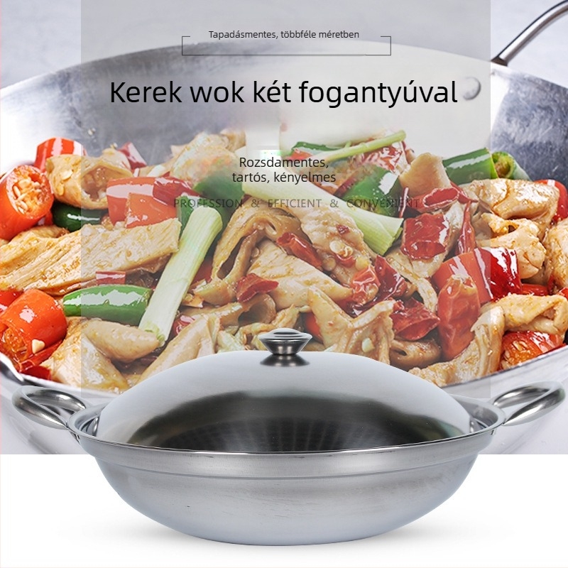 Rozsdamentes acélból készült edény fedővel száraz pothoz, anti-öntés, 22–26 cm, 1–2 személynek
