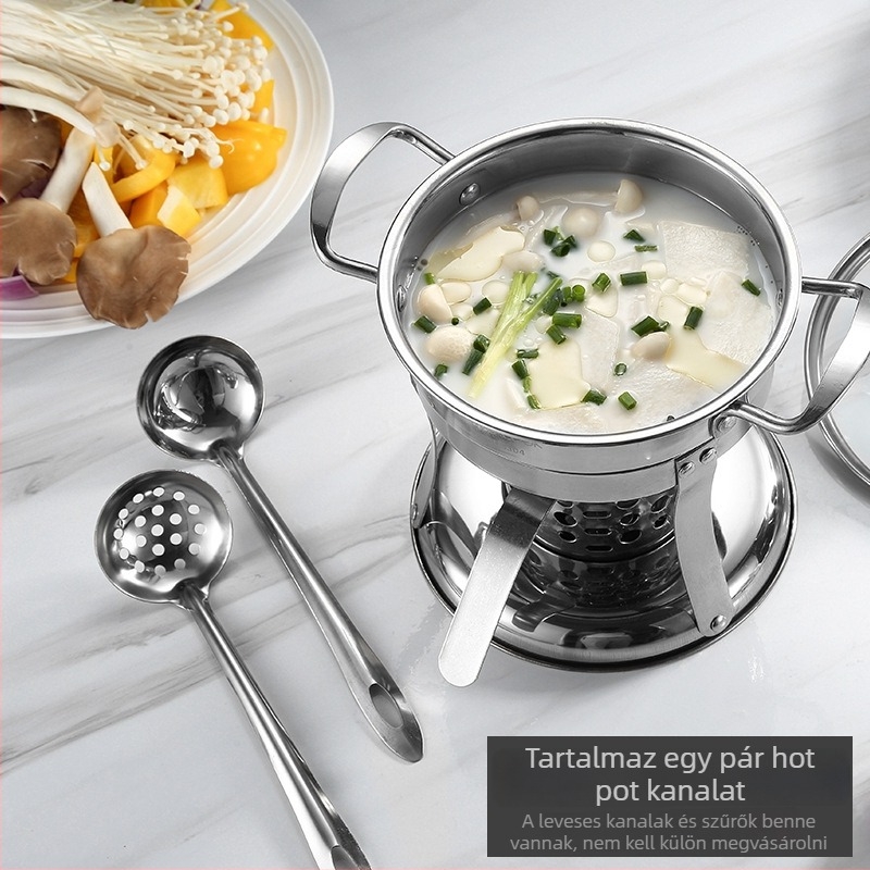 Beauty Kitchen MCT762 Mini forrófazék 304-es rozsdamentes acélból, egy pár kanállal, bevonat nélküli, 4,1–6 L, otthoni használatra