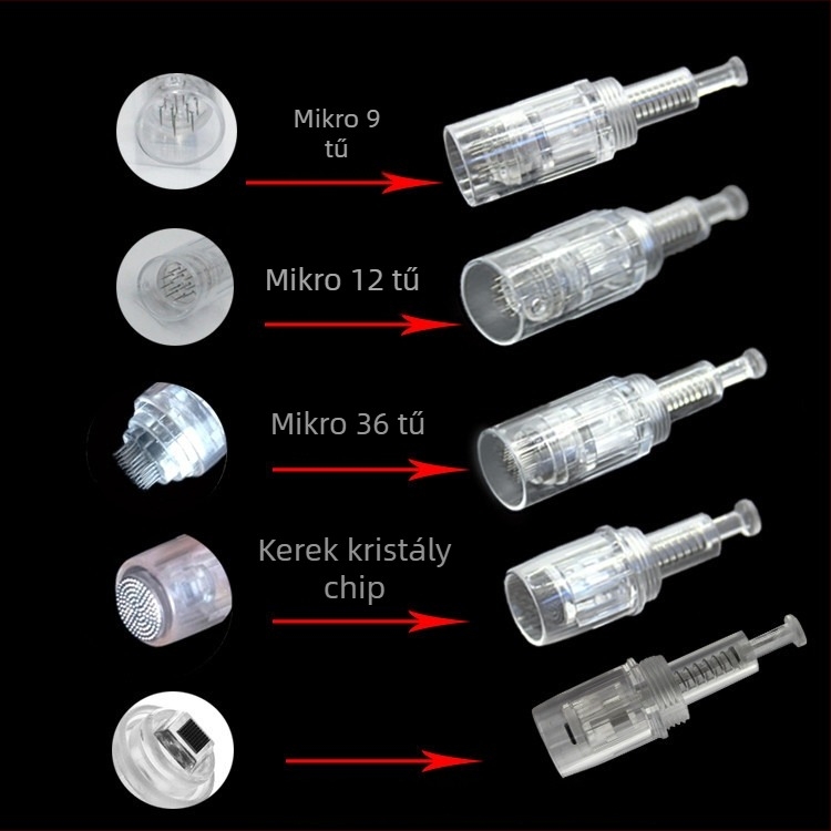 Tattoo/PMU Pop gép tűk készlet: nagy csavarfej, gömbölyű és négyzet kristálycsúcsok, MTs, egyedi eldobható tompa tű