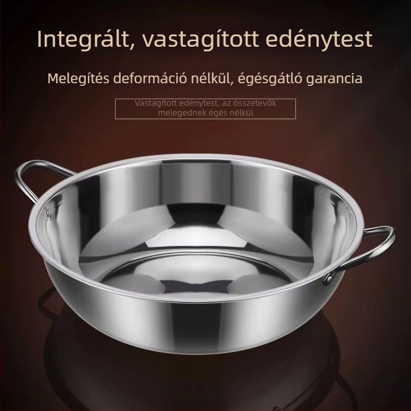 Rozsdamentes acélból készült hot pot dupla fülű, átlátszó leveses fazék, többfunkciós fazék, 30 cm átmérő