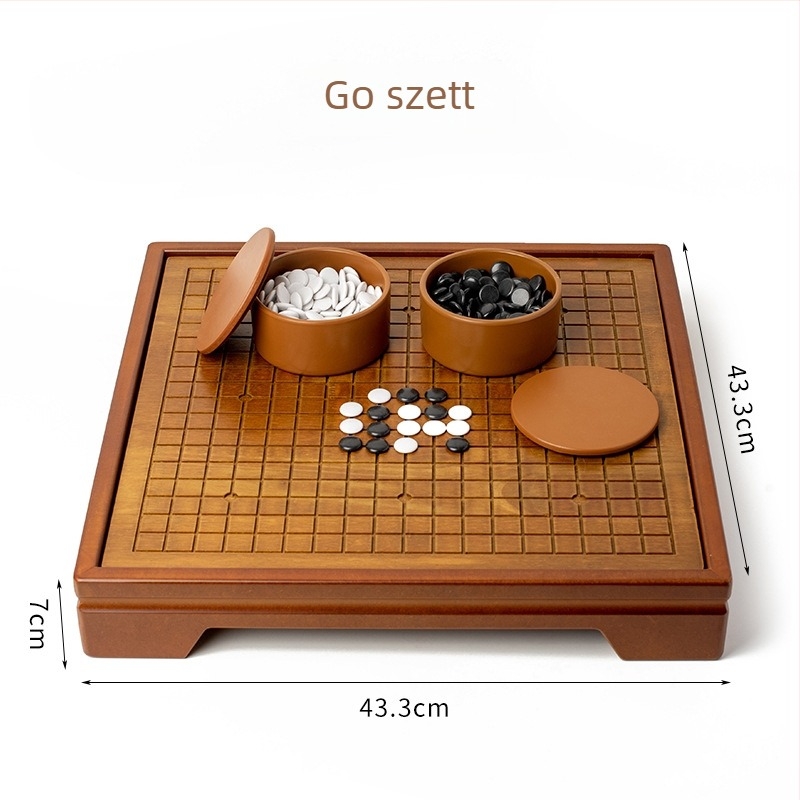 Két az egyben fa Go és Xiangqi táblás készlet fekete-fehér kövekkel, felnőtteknek és kezdőknek