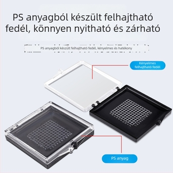 Chips- és wafer-minták tároló doboza, por- és antistatikus védelemmel szállításra.