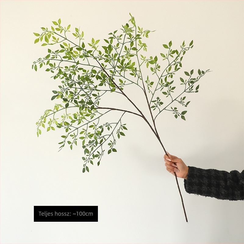 Háromágú mű növény, bambuszt idéző, puha PVC-ből, bonsai dekorációhoz otthon