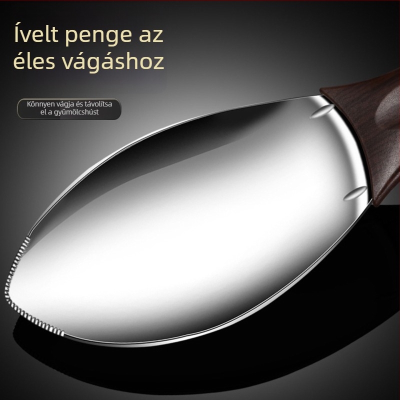 Speciális mangó-hámozó kés, rozsdamentes acél gyümölcs-osztó, dinnyeszívó kanál és kockára vágó eszköz