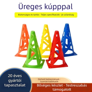 Futball-edzési felszerelés: jelzőkonuszok, 23 cm, széltől védett, vastagított kivitel, fagylaltkúp alakú akadályok edzéshez
