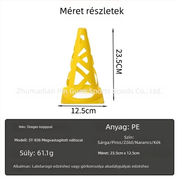 Futball-edzési felszerelés: jelzőkonuszok, 23 cm, széltől védett, vastagított kivitel, fagylaltkúp alakú akadályok edzéshez
