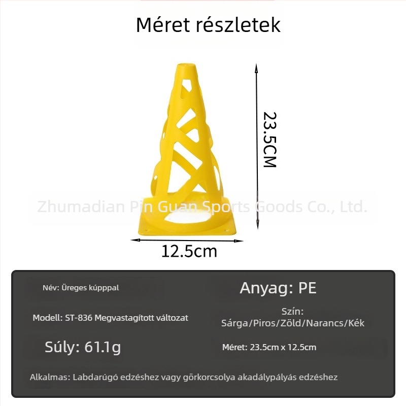 Futball-edzési felszerelés: jelzőkonuszok, 23 cm, széltől védett, vastagított kivitel, fagylaltkúp alakú akadályok edzéshez