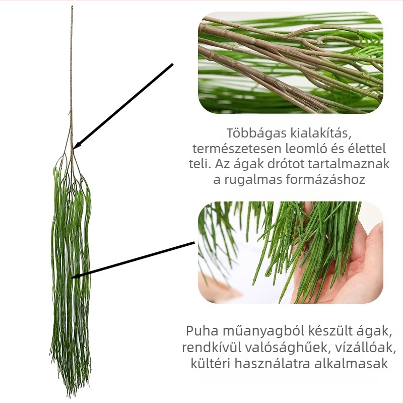 Mesterséges Dragon's Whisker Grass – függő zöld dekoráció esküvői jelenetekhez, erdő-stílusú növény, szintetikus virágeszközök a virágdekorációkhoz