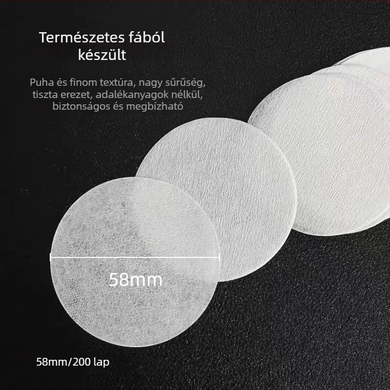 Kör alakú kávéfilter papír, egyszer használatos, moka edényhez és eszpresszó készülékhez, kézi főzéshez, 58 mm, doboz