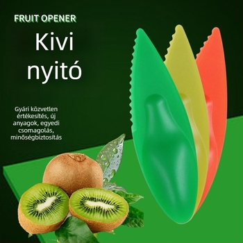 Kiwi-kanál nyitó és gyümölcspucoló, vastított műanyag, egyedi csomagolás