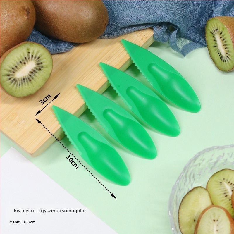 Kiwi-kanál nyitó és gyümölcspucoló, vastított műanyag, egyedi csomagolás