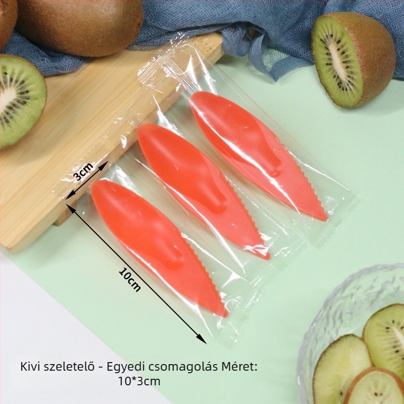 Kiwi-kanál nyitó és gyümölcspucoló, vastított műanyag, egyedi csomagolás