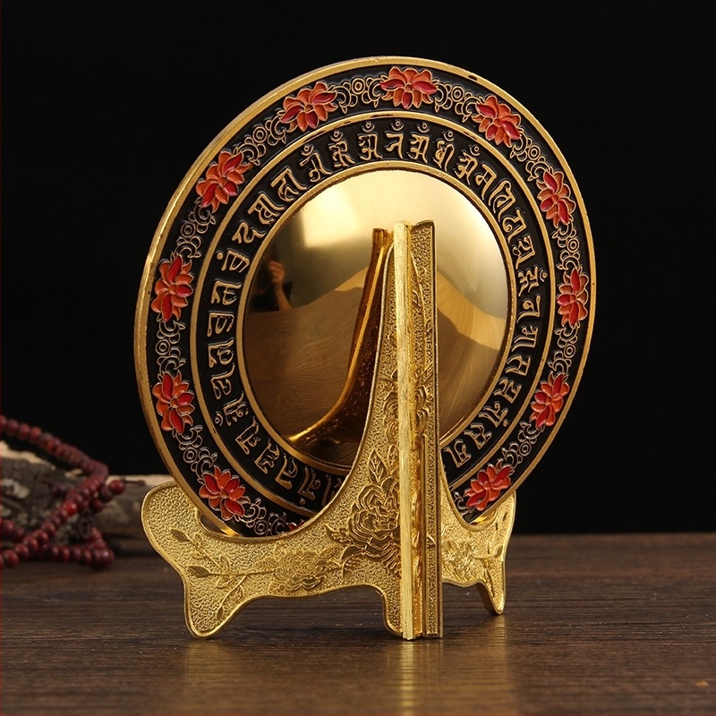 Ötvözetből készült tükör Cundi Bodhisattva és anyai mantra - Ezoterikus buddhista dísztárgy