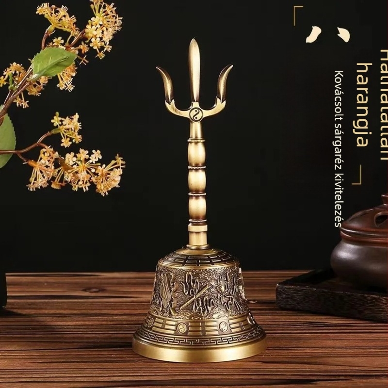 Réz tibeti Vajra harang és Vajra pálca rituális eszközhöz, öt- és kilencágú réz harangok, kézben tartható harang tiszta hanggal