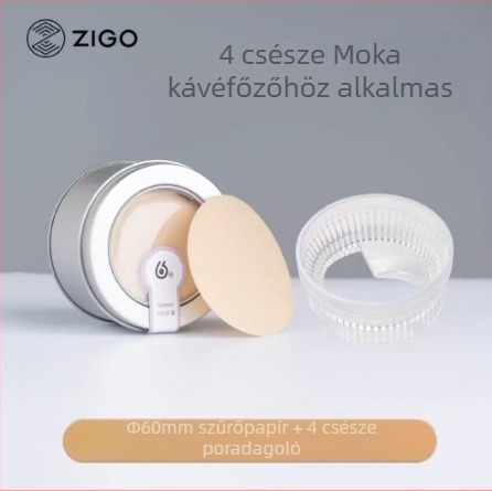 Kör alakú kávéfilt­er papír mokka kávéfőzőhöz, természetes színű szűrőpapír, fémdobozos csomagolás, 200 darab