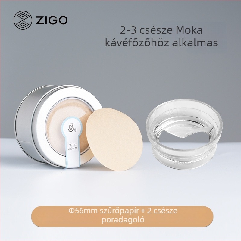 Kör alakú kávéfilt­er papír mokka kávéfőzőhöz, természetes színű szűrőpapír, fémdobozos csomagolás, 200 darab