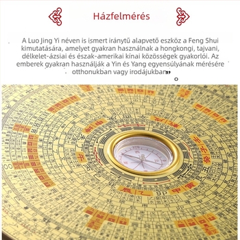 Feng Shui iránytű tiszta réz panellel, hordozható Bagua tükör, nagy pontosságú