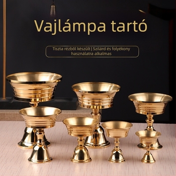 Sárgaréz vajlámpa talapzat buddhista templomhoz és otthoni használatra, lámpatartó különböző méretekben