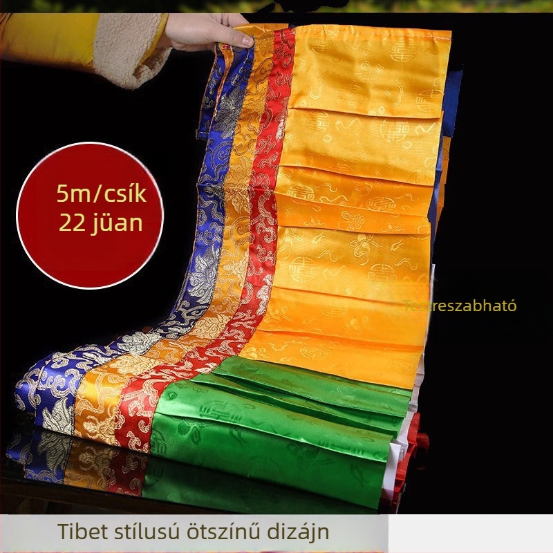Öt színű tibeti stílusú függönyök buddhista templom dekorációjához, fal- és asztalterítő, kézzel készített