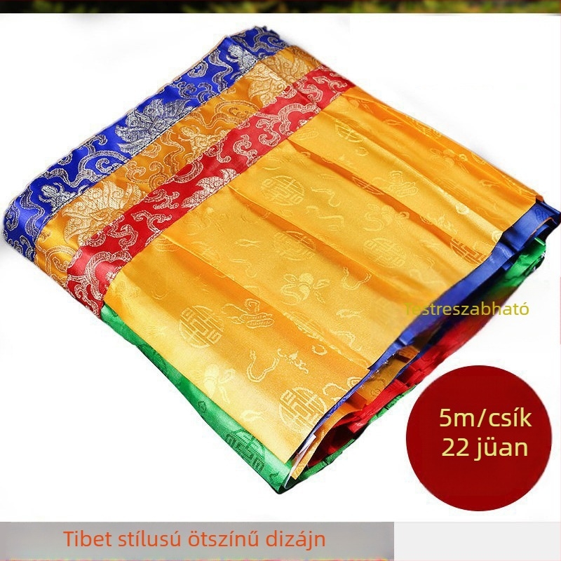 Öt színű tibeti stílusú függönyök buddhista templom dekorációjához, fal- és asztalterítő, kézzel készített