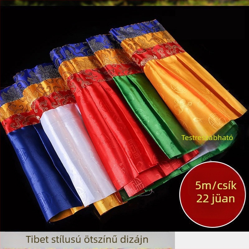 Öt színű tibeti stílusú függönyök buddhista templom dekorációjához, fal- és asztalterítő, kézzel készített