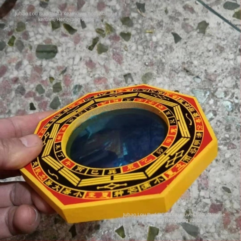 Treasure Tower Zen Bagua fából készült tükör konvex és konkáv felületekkel, Tai Chi Bagua dísz otthonhoz, ajtóhoz vagy templomhoz