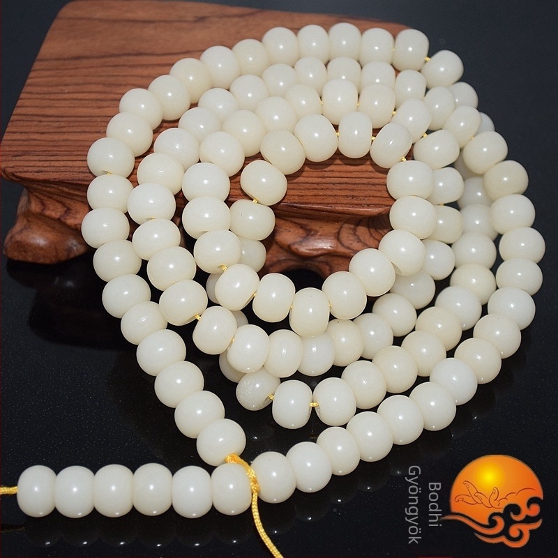 108 alma alakú, kerek gyöngy Bodhi gyökér fehér jade-ból, 114 dobos gyöngy Bodhi gyökér almás kertből