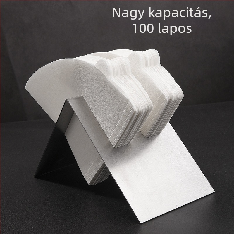 Rozsdamentes acélból készült V60 filterpapír tartó, ventilátor alakú dizájnnal, kávéfiltrhez és kiegészítők