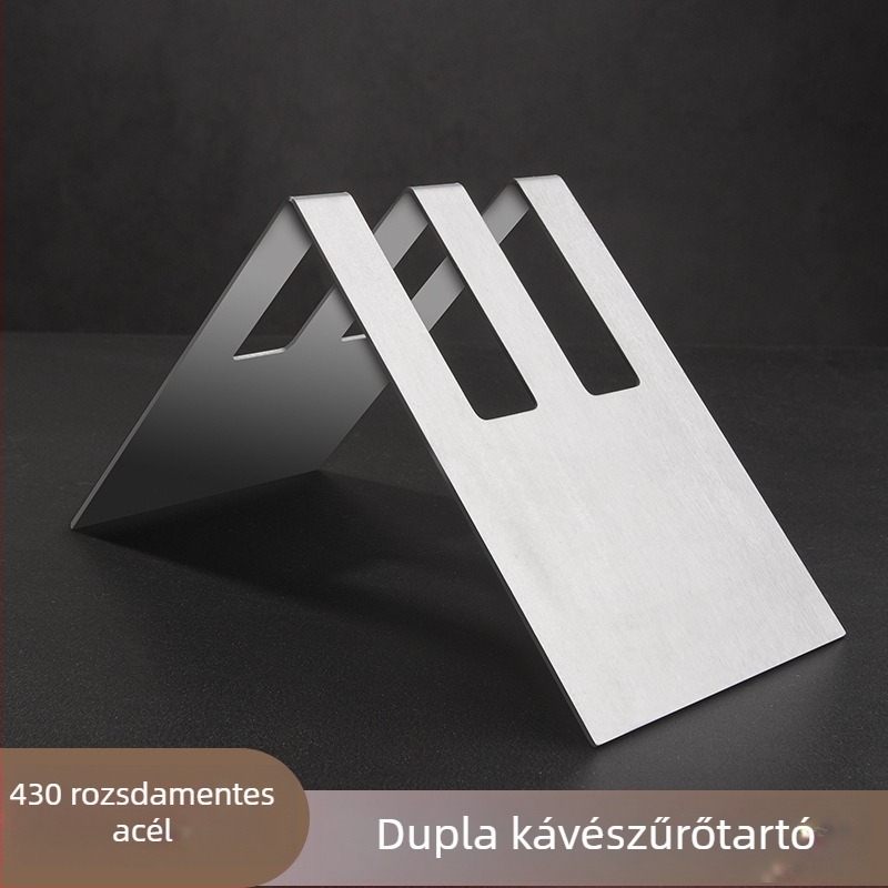 Rozsdamentes acélból készült V60 filterpapír tartó, ventilátor alakú dizájnnal, kávéfiltrhez és kiegészítők