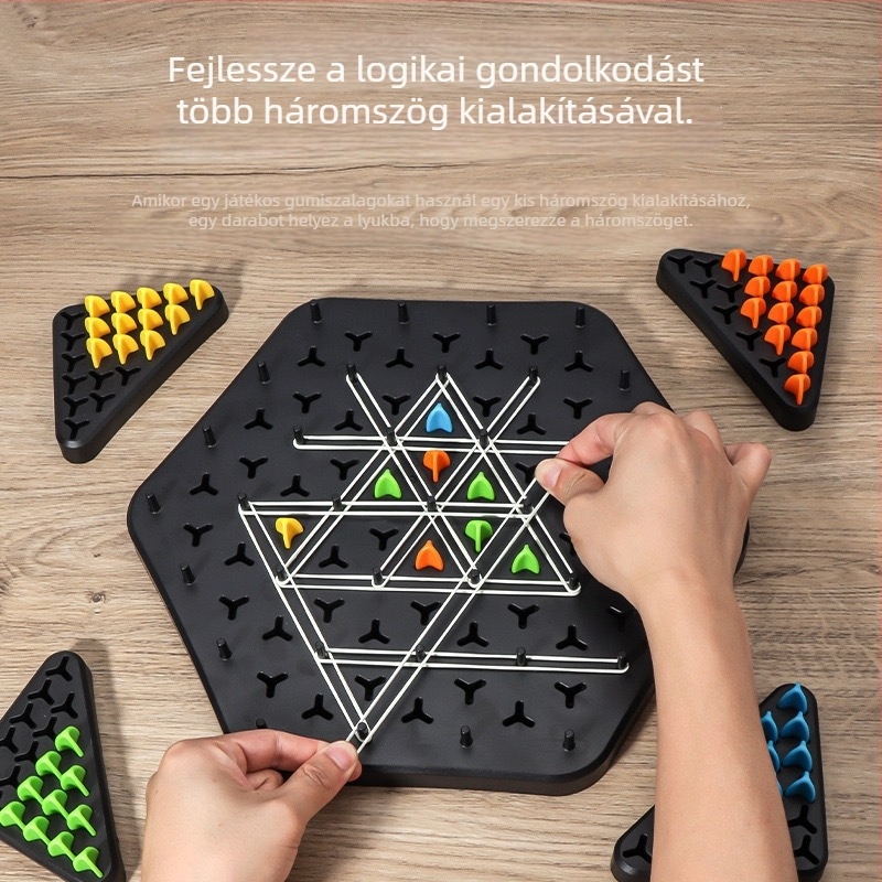 Háromszöglánc logikai puzzle társasjáték családi játékhoz — fejleszti a gyerekek logikai gondolkodását