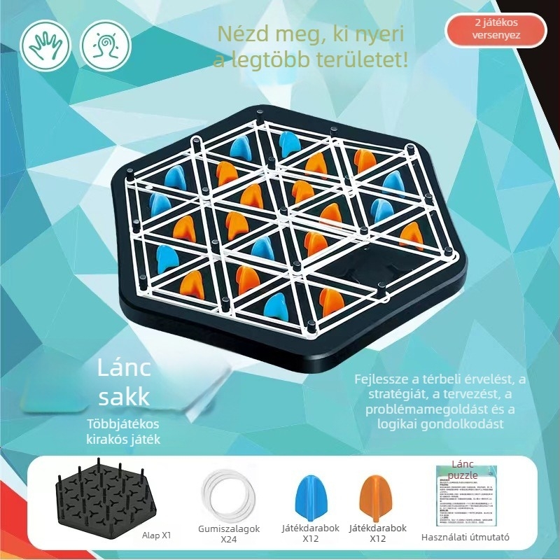 Háromszöglánc logikai puzzle társasjáték családi játékhoz — fejleszti a gyerekek logikai gondolkodását