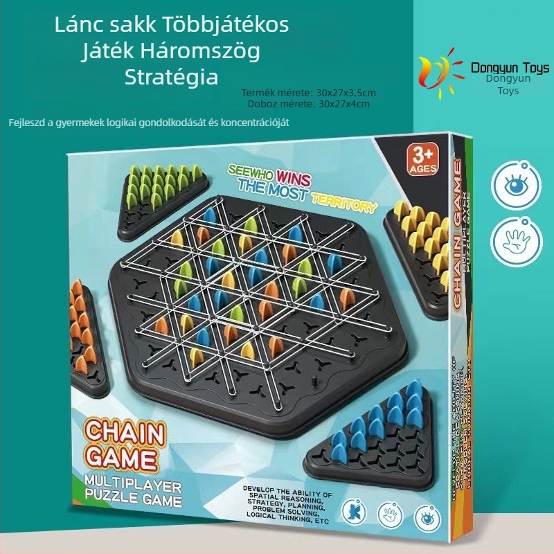 Háromszöglánc logikai puzzle társasjáték családi játékhoz — fejleszti a gyerekek logikai gondolkodását