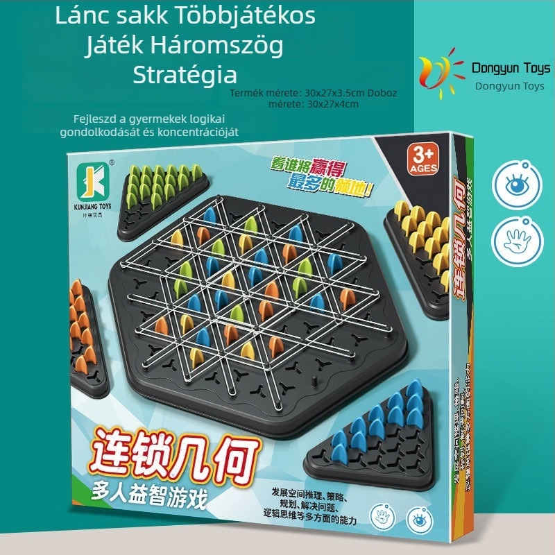 Háromszöglánc logikai puzzle társasjáték családi játékhoz — fejleszti a gyerekek logikai gondolkodását