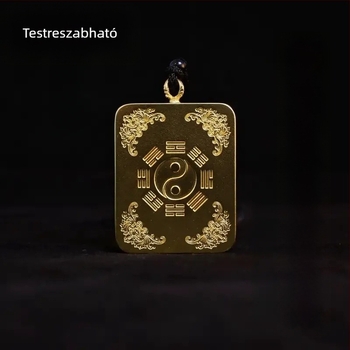 Kézzel festett cinnabar ötvözetű thangka medálos nyaklánc, 4x5 cm