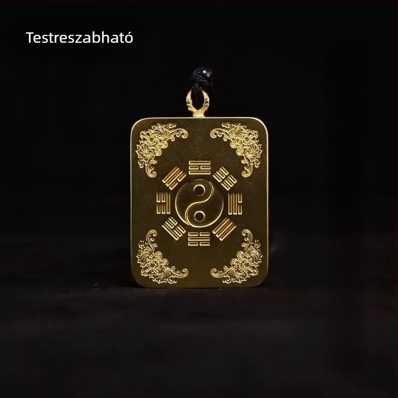 Kézzel festett cinnabar ötvözetű thangka medálos nyaklánc, 4x5 cm