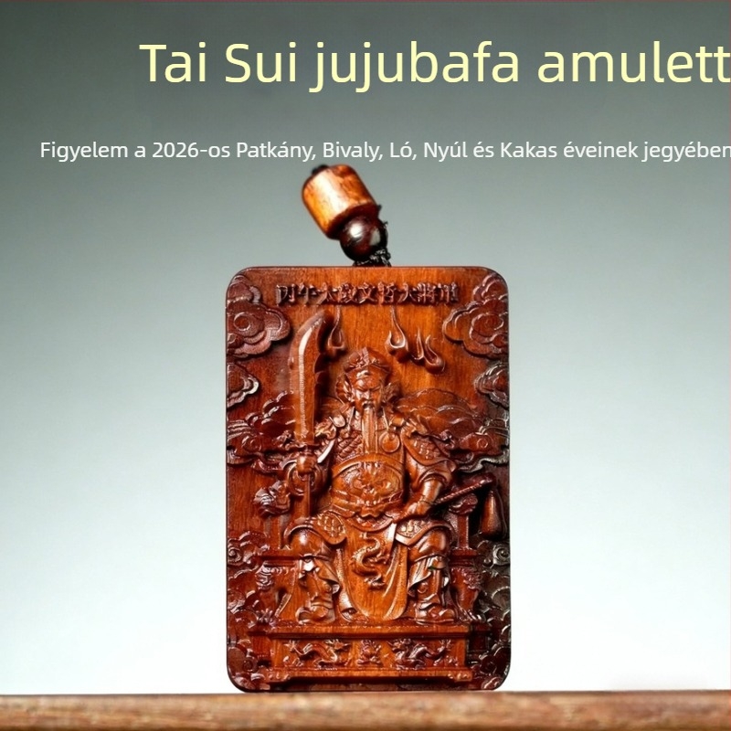 Fából készült medál – taoista védő amulett, 2026, a ló éve